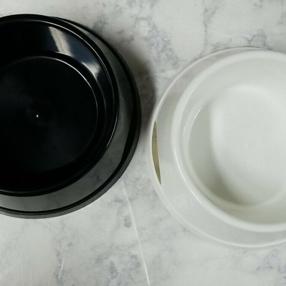 2x Ikea Dog Bowls Pet Cat Black White Bowl Food